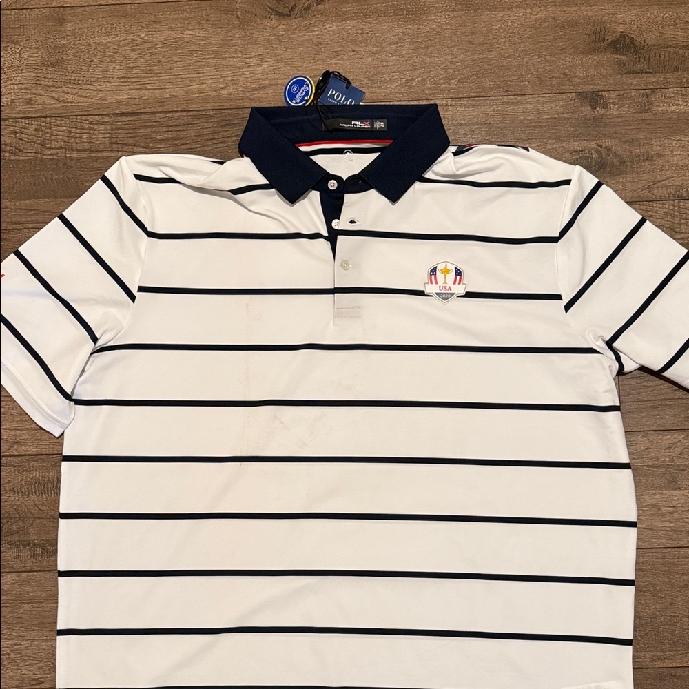 Polo Ralph Lauren 2020 US Ryder Cup Men's White and Navy Striped Polo Shirt